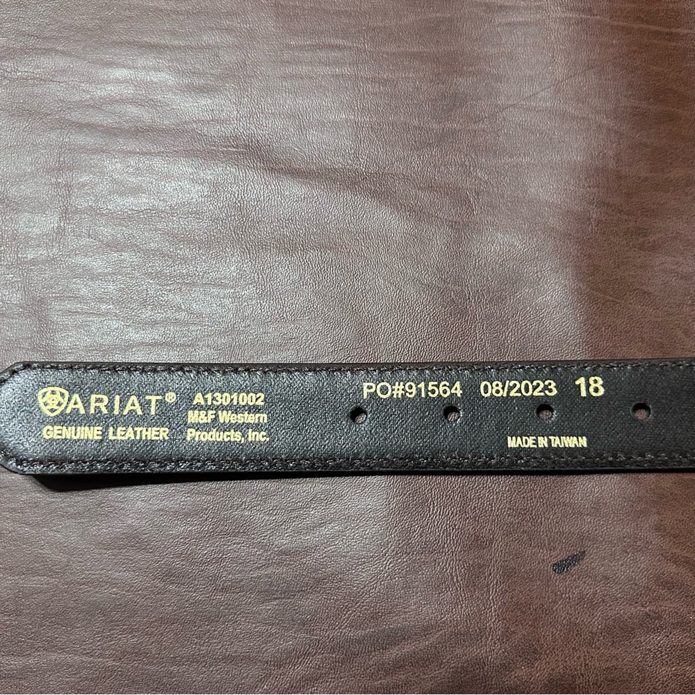 Ariat Brown and Tan Kids Leather Belt - Picture 6 of 9